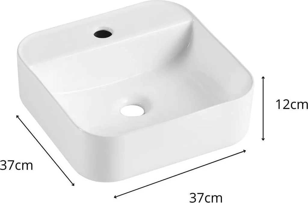 Vasque à poser KALI 36cm : céramique blanche robuste et design épuré