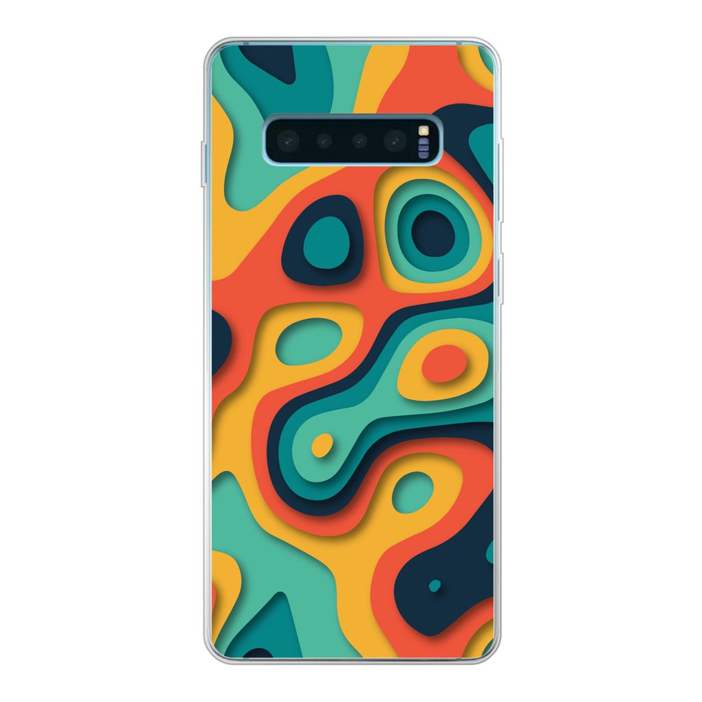 MuchoWow Handyhülle Schutzhülle Hülle für Samsung Galaxy S10 Lite Kreis - Muster - Farben Silikon Softcase Handy Hülle - Schutz