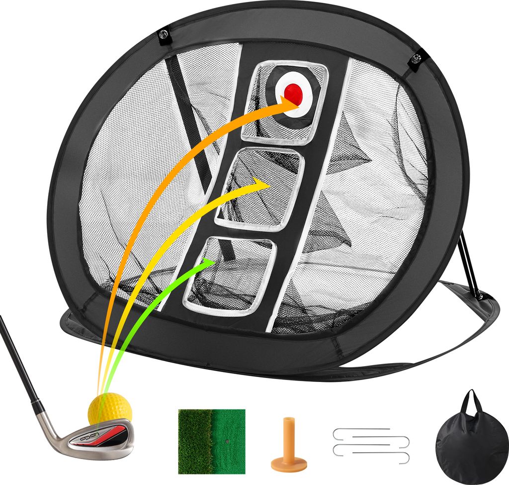 VEVOR Golf-Chipping-Netz, Pop-Up-Golf-Übungsnetz, tragbares Golf-Schlaghilfenetz für drinnen und draußen, mit Zielscheibe/Matte/Bällen/Tee/Trag...