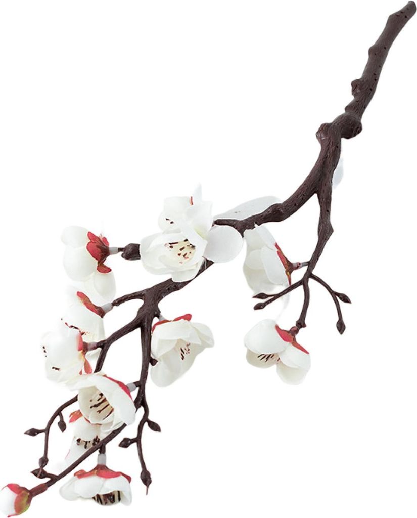künstliche Blume ohne Bewässerung realistischer nicht verblüffter mehrfelzter DIY-chinesischer Stil simuliertes Pflaumenblütenzweig Haushalt-Weiß