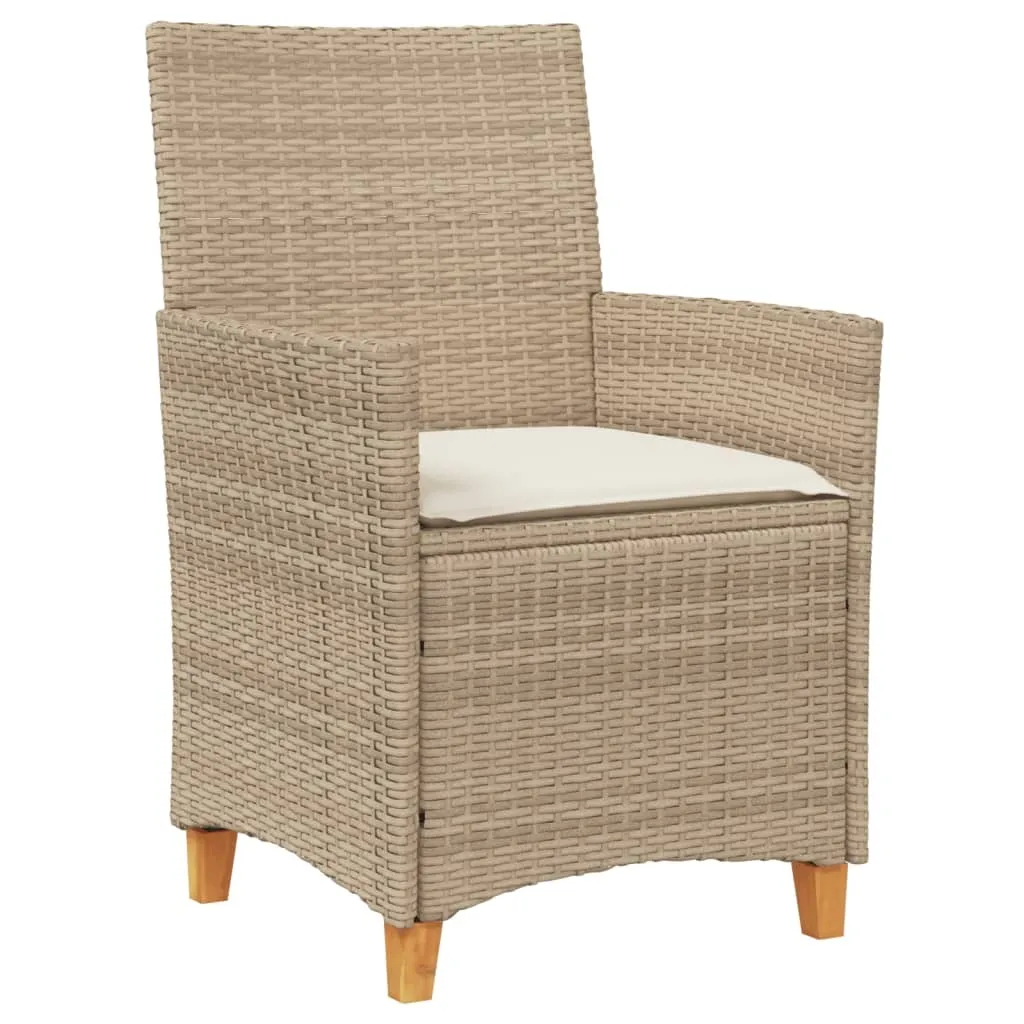 Chaises jardin poly rotin beige avec coussins confortables - Set 2 - 4