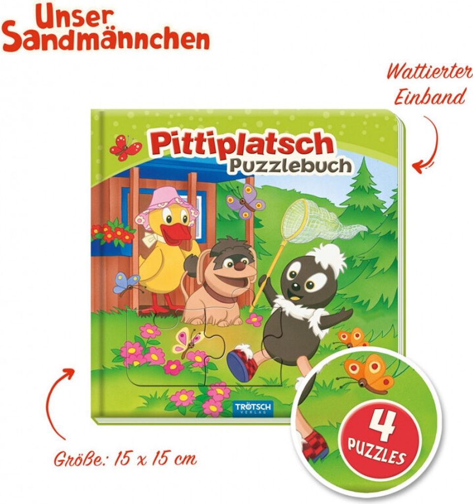Trötsch Unser Sandmännchen Puzzlebuch mit 4 Puzzle Pittiplatsch