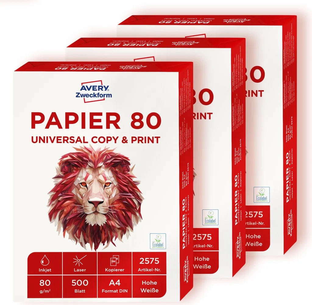 Carta Ufficio A4 Avery Zweckform 80g - 1000 Fogli per Alte Prestazioni