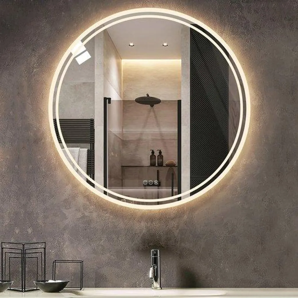 Miroir rond avec éclairage salle de bains : fini l'ombre sur le visage