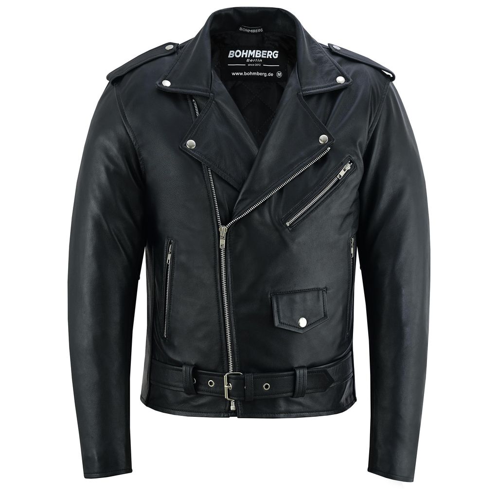 Bohmberg Herren Lederjacke BRANDIDO Bikerjacke Übergangsjacke aus weichem Ziegennappa-Leder Gr. L