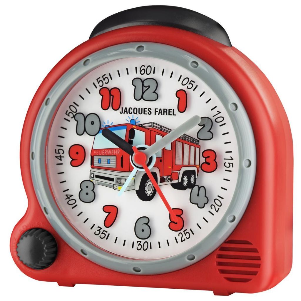 JACQUES FAREL Kinderwecker Wecker Analog Quarz Feuerwehr Produktbild 