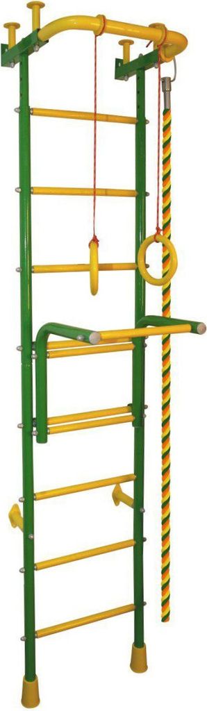 Sprossenwand für Kinder mit Klimmzugstange, Seil und Gymnastikringen | Kletterwand Turnwand Klettergerüst Turngeräte, bis 100 kg, AKROBAT-2, gr...