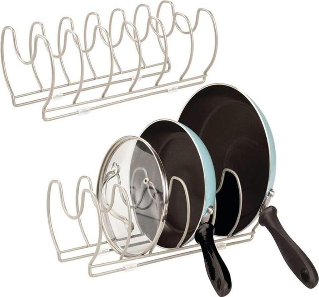 Geschirrablage satin Topfdeckelhalter Pfannenhalter Metall 2er Set Küche mDesign
