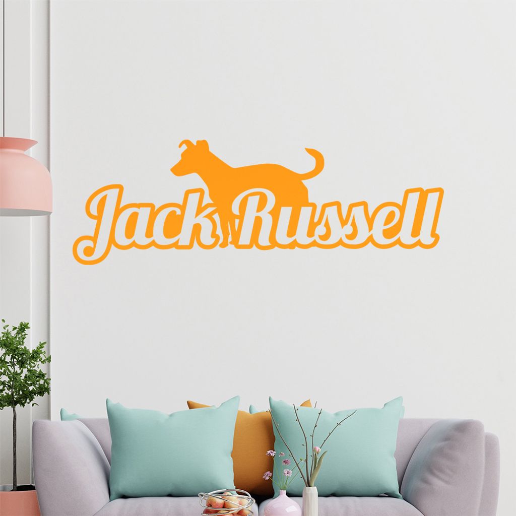 KIWISTAR Jack Russel mit Name Schrift Silhouette Wandtattoo in 6 Größen - Wandaufkleber Wall Sticker - Dekoration, Küche, Wohnzimmer, Schlafzimm...