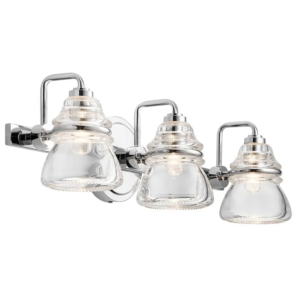 Applique murale IP44 finition chrome poli Talland 3 lumières en verre