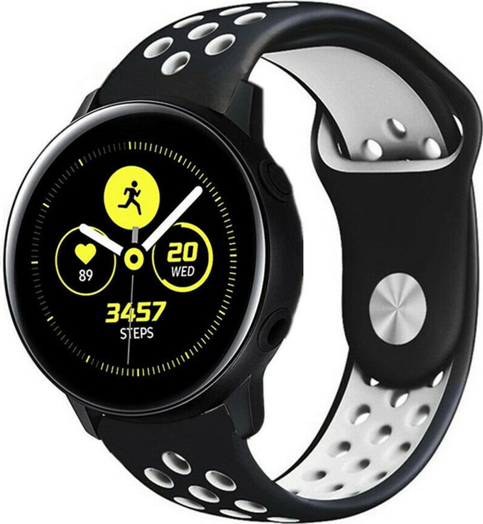 Strap-it Samsung Galaxy Watch Active Sportarmband (Schwarz/Weiß)