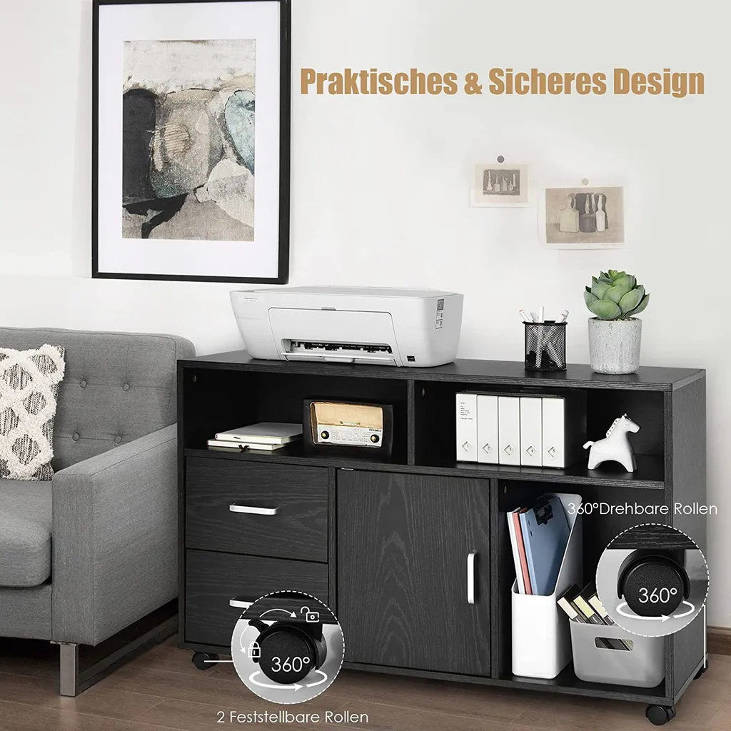 Support Imprimante sur Roulettes avec Rangement Dossiers Format Letter - 3