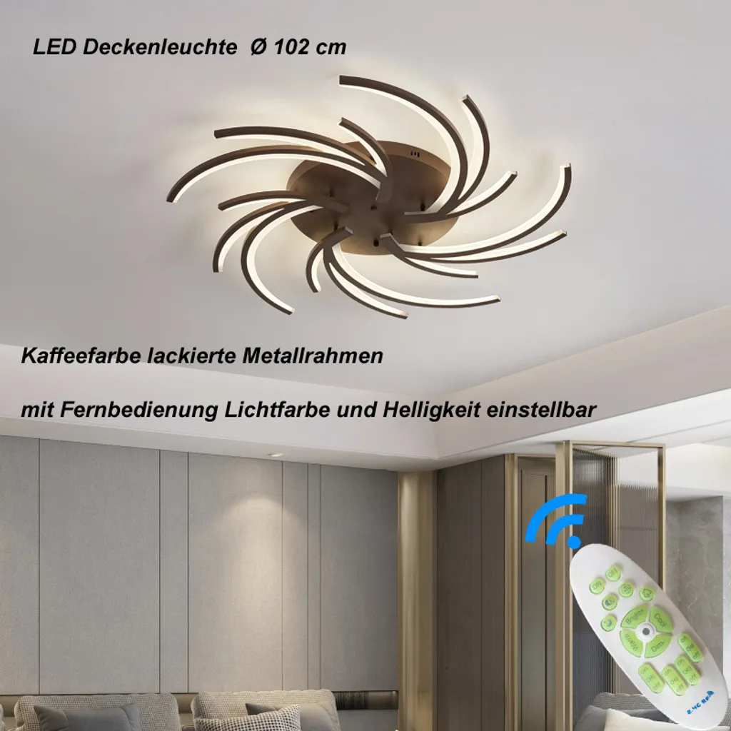 Grand Lustre Plafonnier Design LED Réglable 102cm pour Salon et Séjour