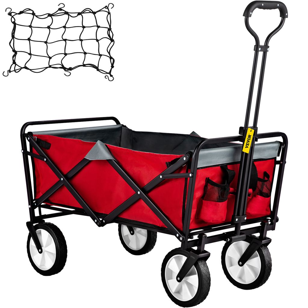 VEVOR Bollerwagen Klappbar Gartenwagen 80kg Transportwagen Handwagen Rot/Grau
