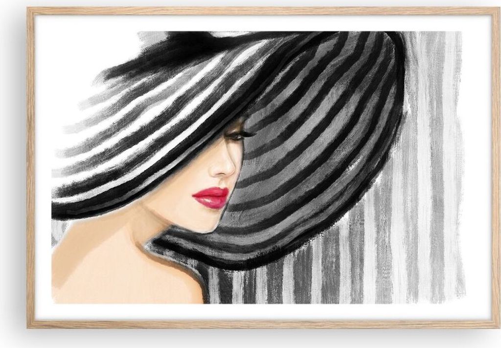 Gerahmtes Poster - Rahmen in heller Eiche - frau stil mode - 91,5x61 cm - Wand Bild - Wanddeko - Wandbilder - Kunstposter - Wandposter - Bilderrahm...