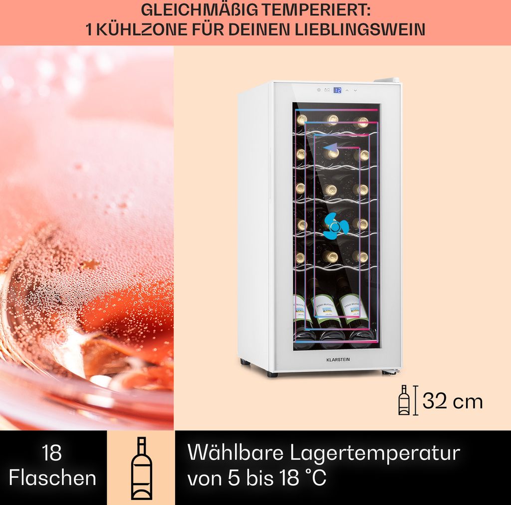 Klarstein Weinkühlschrank, 1 Zonen Getränkekühlschrank Produktbild 3