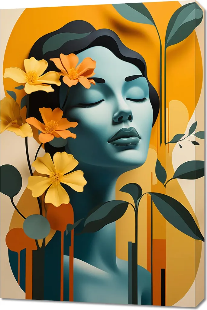 Quadro 60x90 cm Meditazione Floreale - Stampa su Tela Canvas Alta Qualità