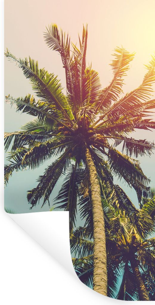 MuchoWow Wandtattoo Wandsticker Wandaufkleber Palme - Sommer - Tropisch - Sonne 40x80 cm Selbstklebend und Repositionierbar - Repositionierbar - ...