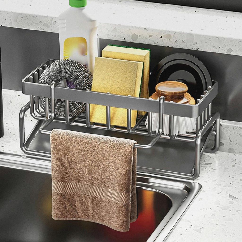 spülbecken Organizer, küchen schwammhalter für Bürste, Schrubber, spüle robust Metall spültuchhalter, Sink Sponge Holder schmal