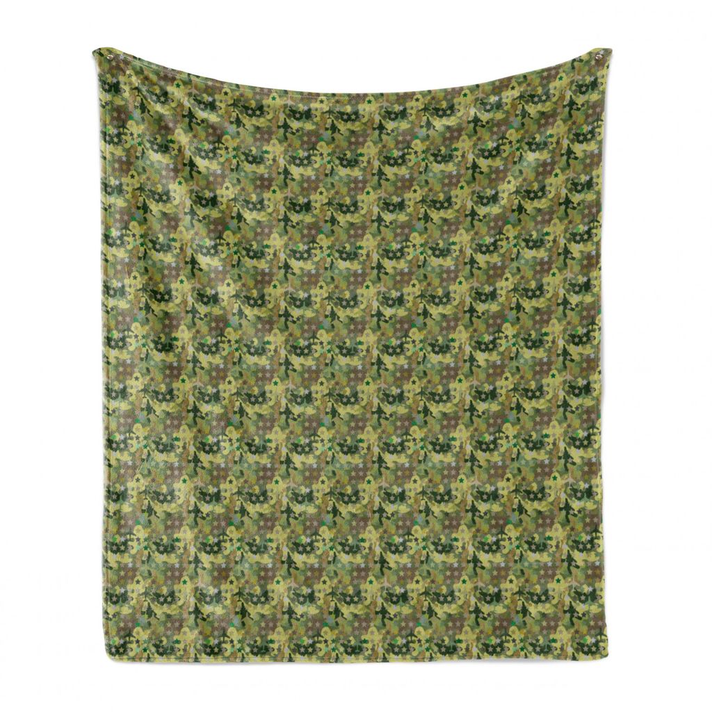 ABAKUHAUS Khaki Weich Flanell Fleece Decke, Camo mit Sternen und Flugzeug, Gemütlicher Plüsch für den Innen- und Außenbereich, 125 x 175 cm, Me...