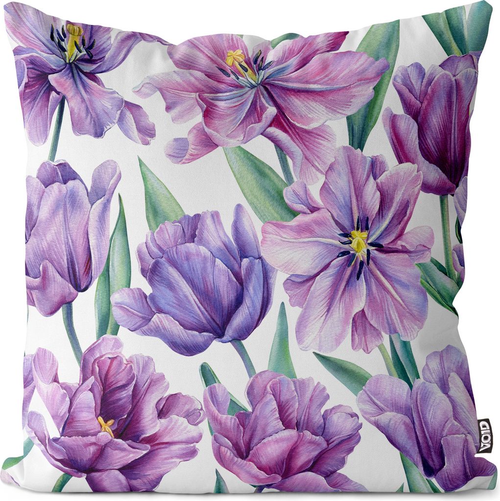 VOID Lila Blumen Blumenmuster Kissenhülle Polyester Zierkissen Couchkissen Ostern Osterdeko Deko