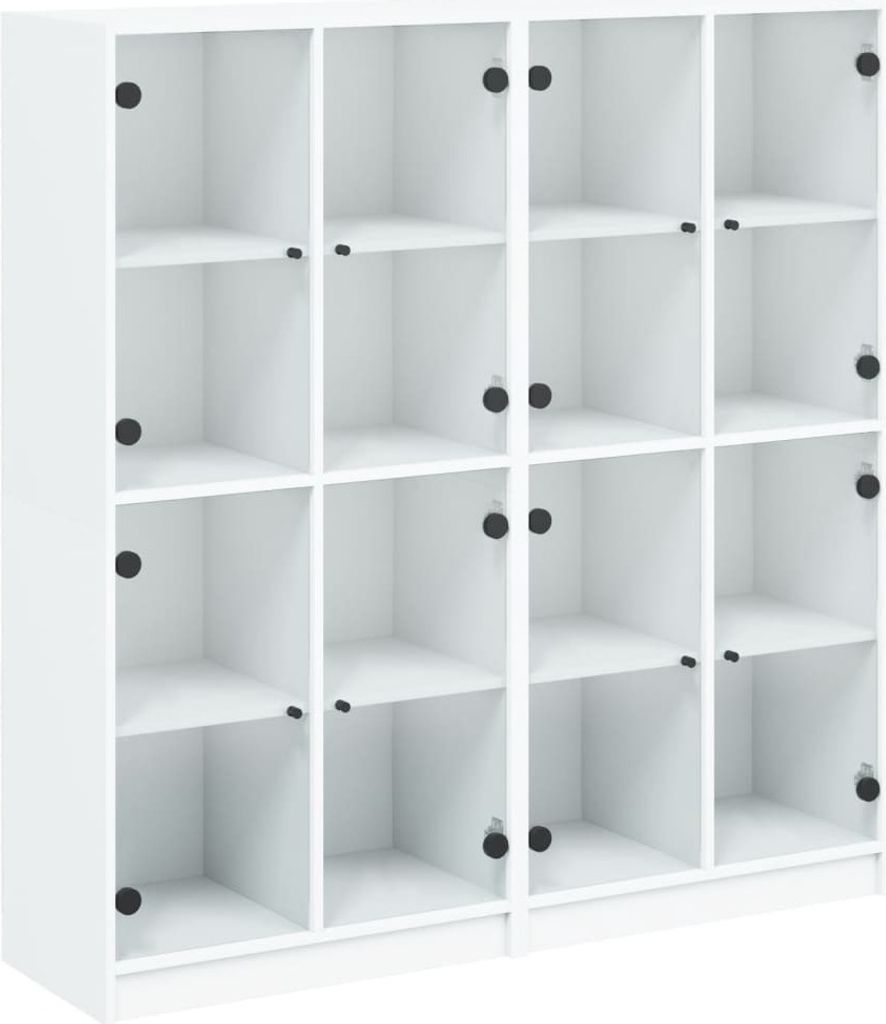 Bücherschrank mit Türen Weiß 136x37x142 cm Holzwerkstoff