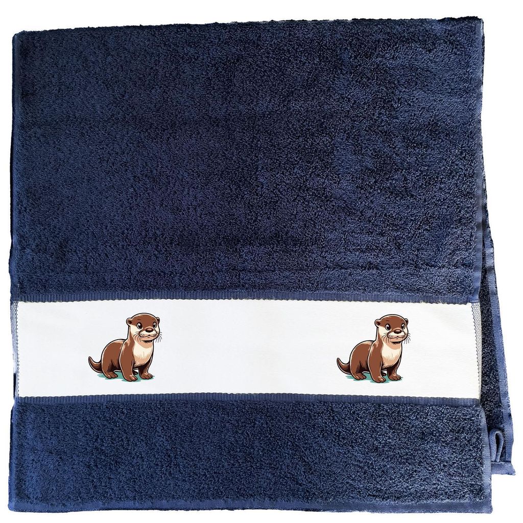 Huuraa Handtuch Otter Comic 50x100cm French Navy Baumwolle Handtuch Geschenkidee