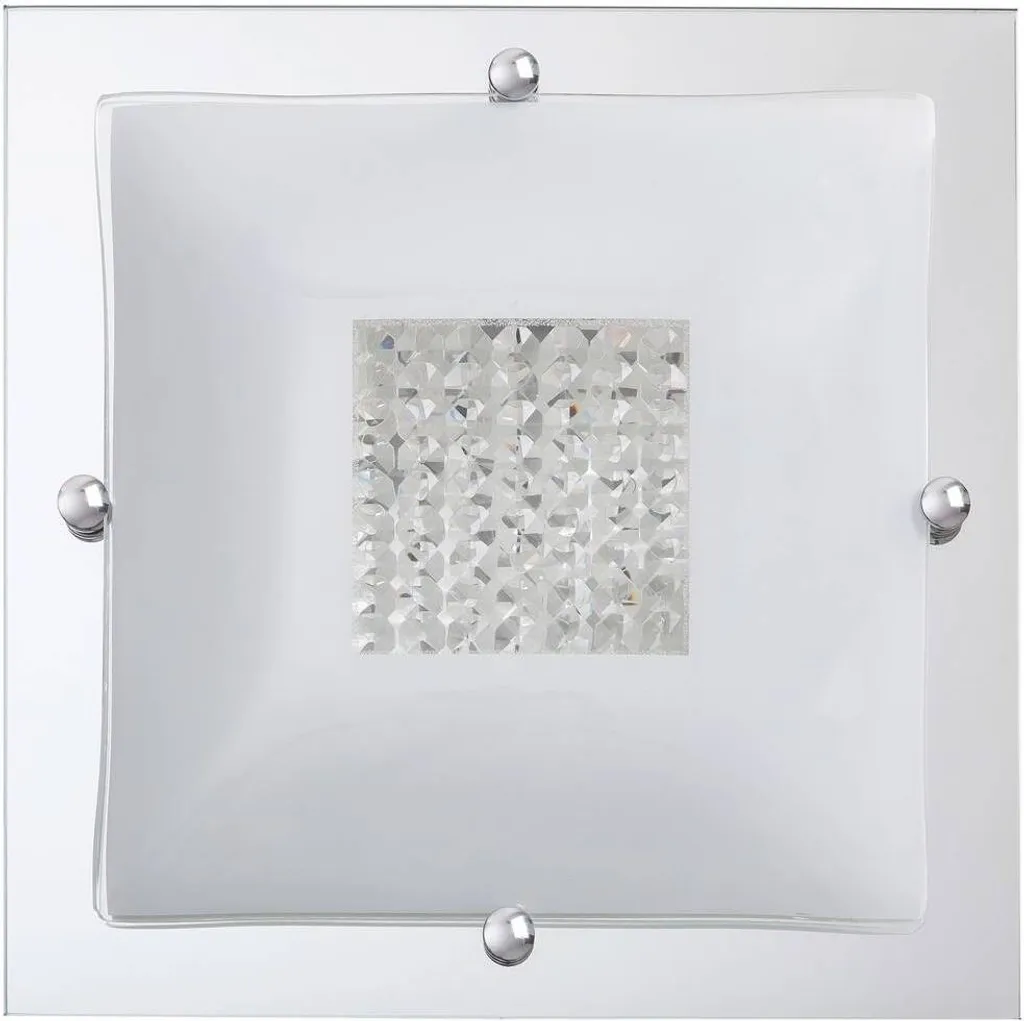 Plafonnier en verre cristal transparent et métal Deborah design plat