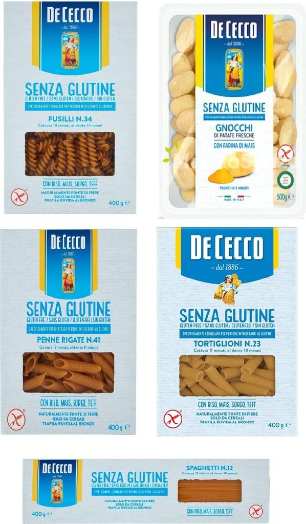 Testpaket De Cecco senza Glutine Glutenfrei pasta nudeln 5x 400G + Italian Gourmet polpa 400g