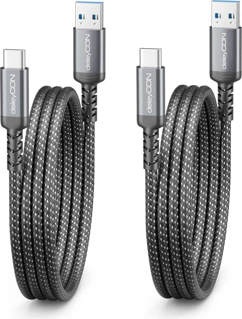 deleyCON 2x 2m USB-A auf USB-C Kabel USB 3.0 5Gbps (USB 3.2 Produktbild 