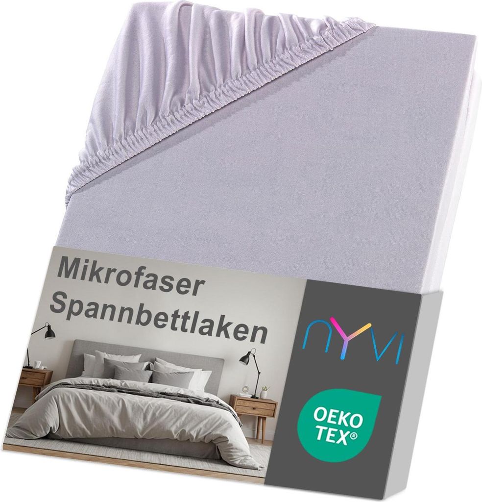 NYVI Spannbettlaken DreamScience Mikrofaser 90x200 - 100x200 cm silber für Matratzen bis 22 cm Höhe - Weich & Anschmiegsam, Rundumgummizug, Büge...