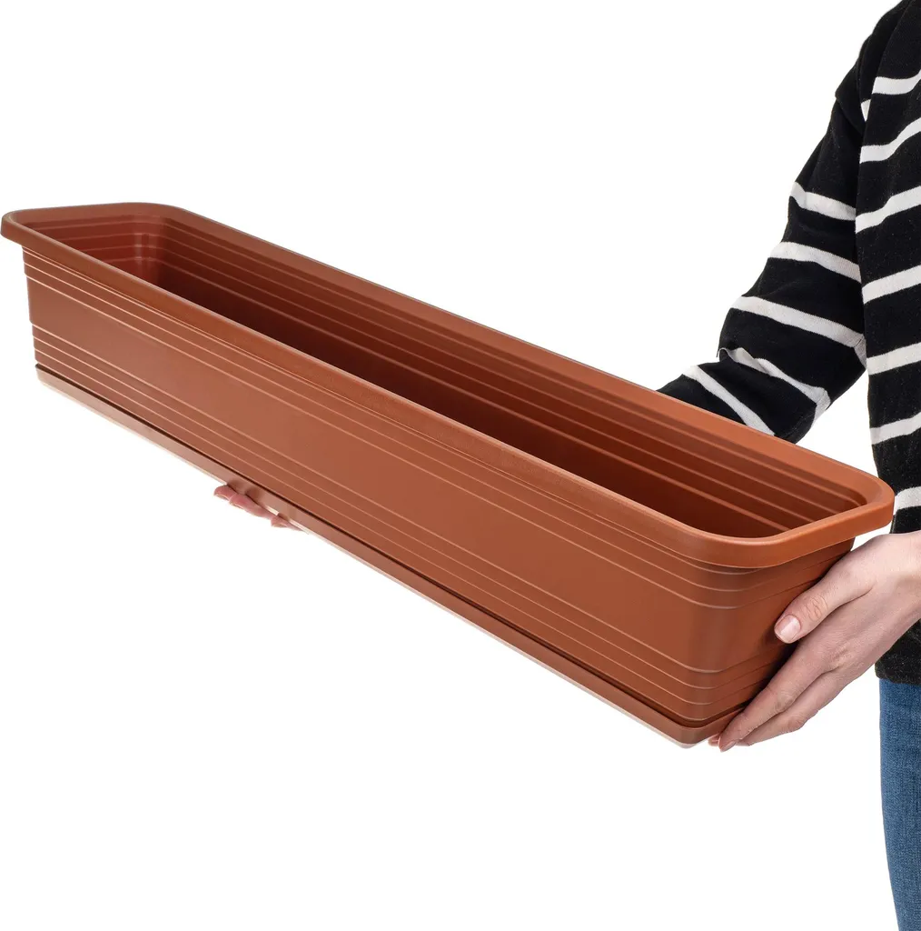 Pot de Fleurs de Balcon 80cm KADAX avec Fixation Robuste Style Pierre - 8
