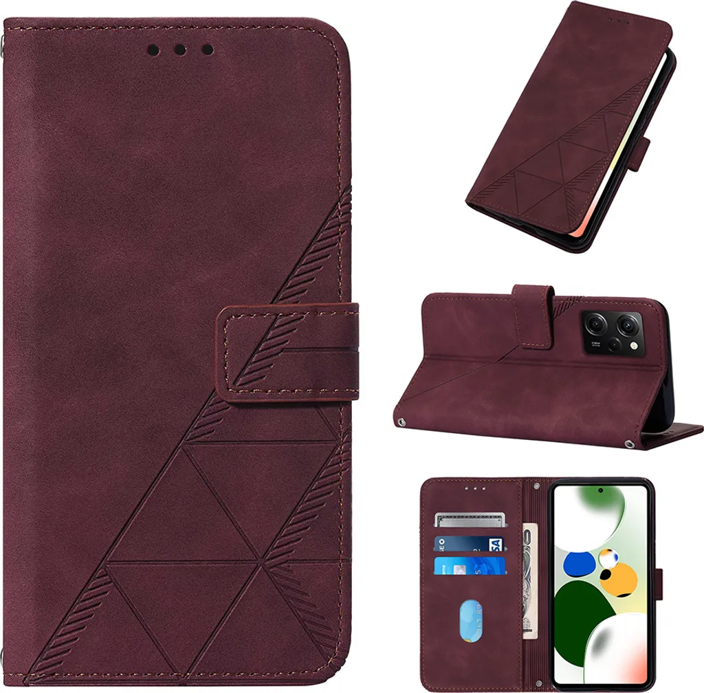 Cover Flip in Pelle Rosso per Redmi Note 12 Pro e Poco X5 Pro Wallet