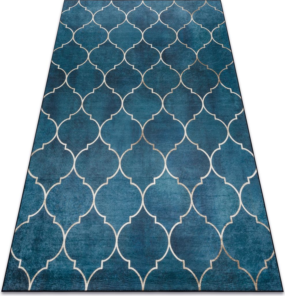 ANDRE 1181 Waschteppich Marokkanisches Spalier Anti-Rutsch - blau Blau 160x220 cm