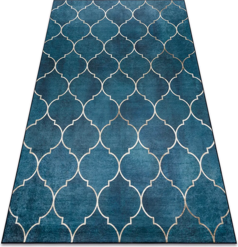 Tapis antidérapant bleu 160x220 lavable en machine motif ANDRE 1181