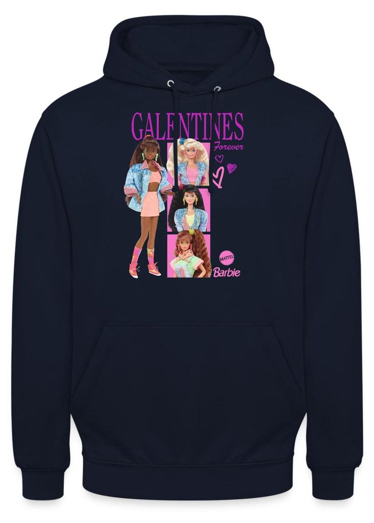 Spreadshirt Barbie Galentines Forever Design Uni Hoodie, S, Navy