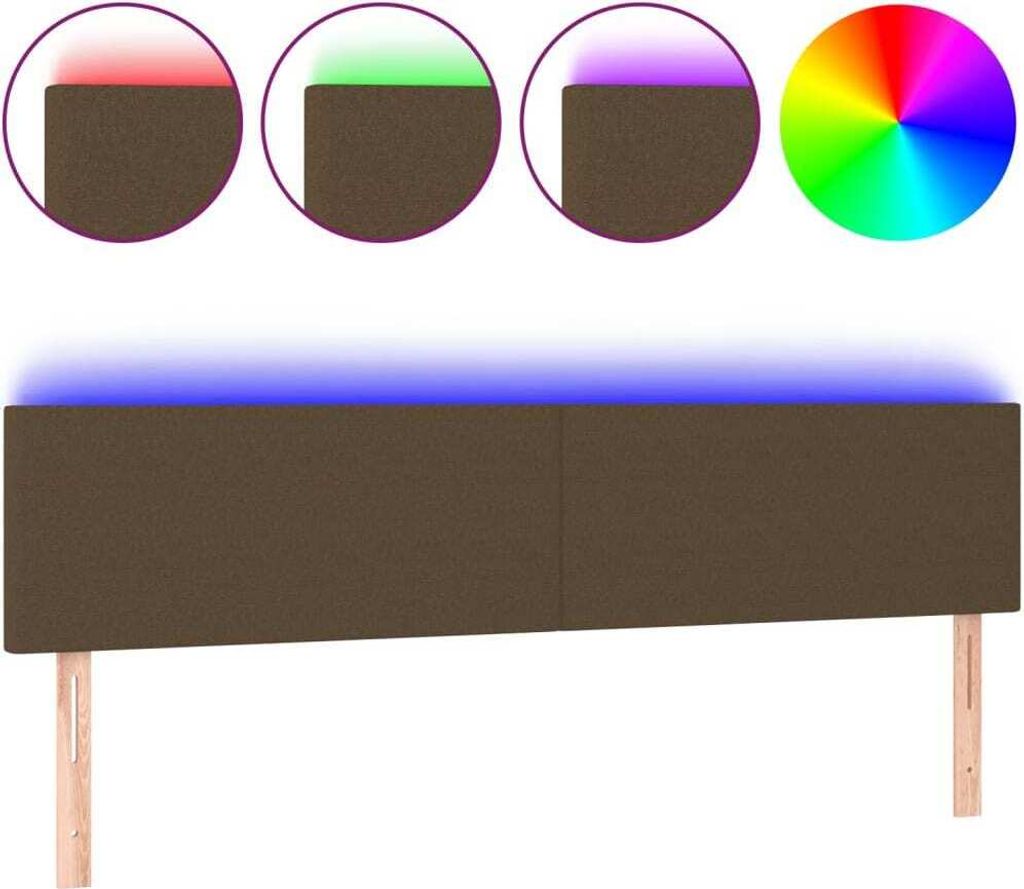 LED Kopfteil Dunkelbraun 200x5x78/88 cm Stoff