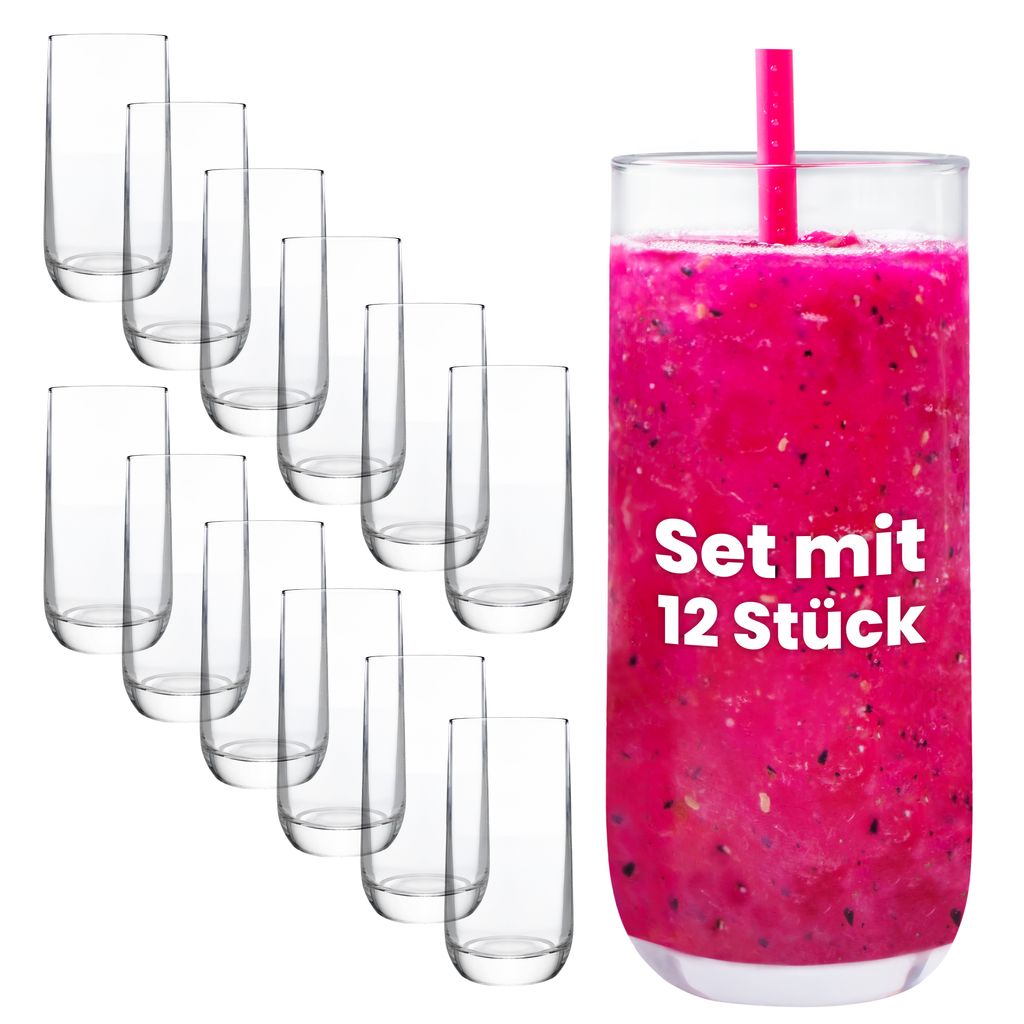 KONZEPT Gläser Set 12 teilig, Wassergläser 300 ml, Gläser für Wasser spülmaschinenfest