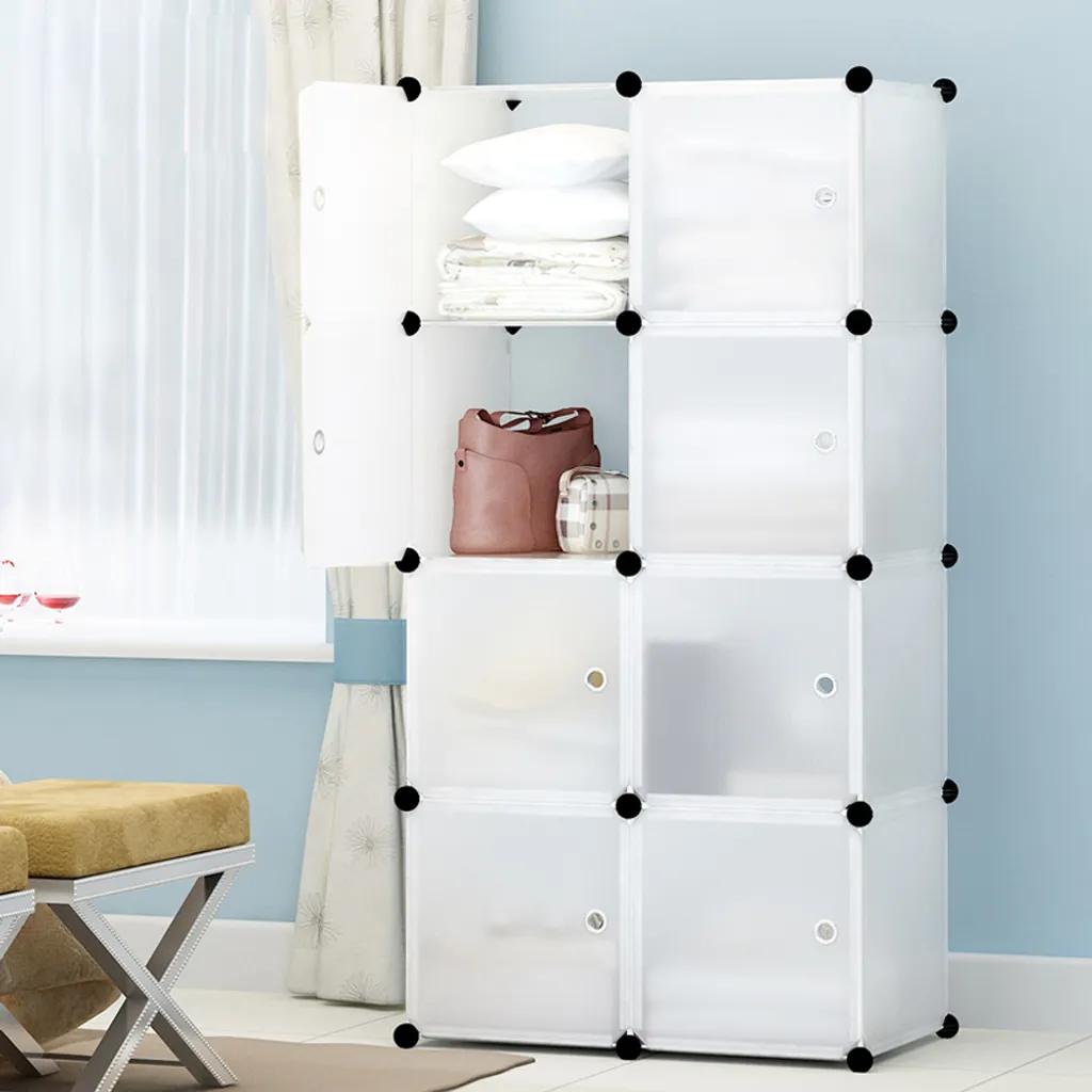 VINGO 20 cubi bianchi sistema di scaffalature per armadi guardaroba armadi in plastica fai da te con ante guardaroba per camera dei bambini camera da letto facile da montare - 5