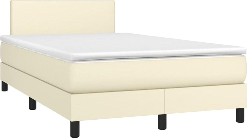vidaXL Boxspringbett mit Matratze Creme 120x200 cm Kunstleder