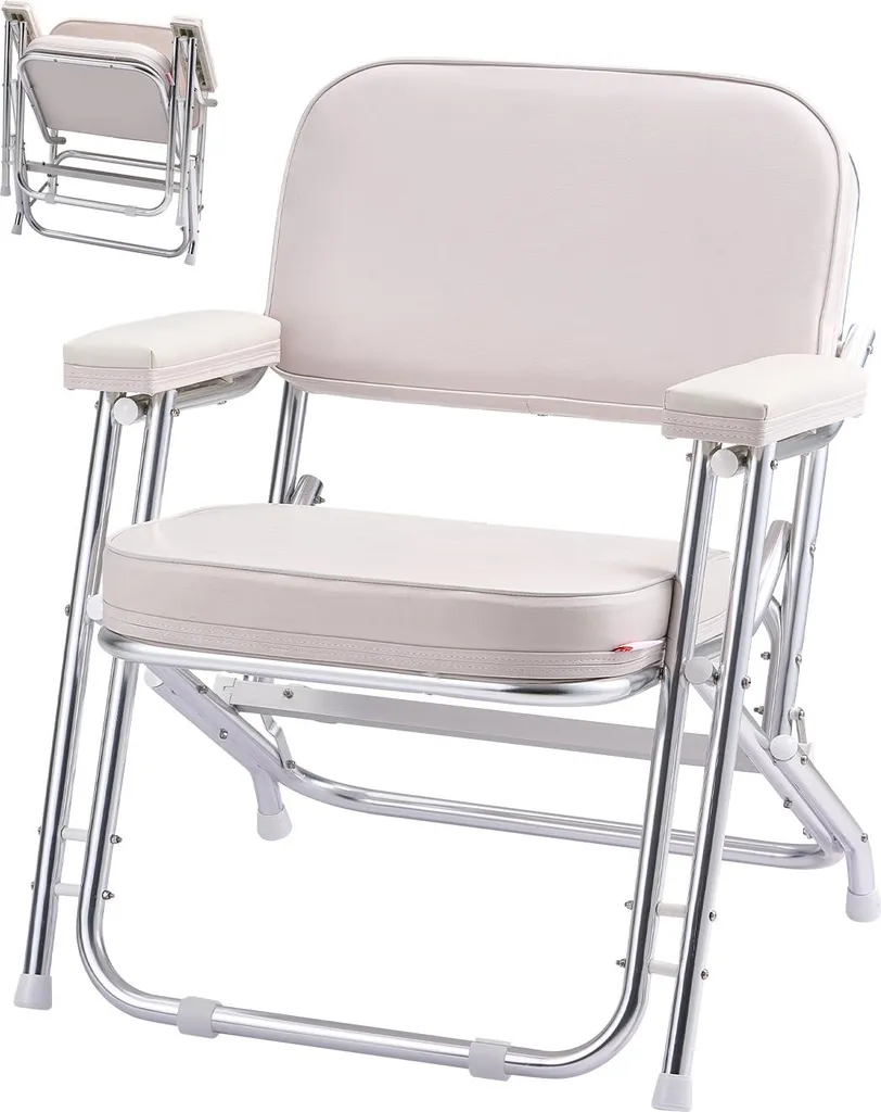 Chaise longue de bateau pliable fauteuil de pont blanc avec repose-pieds