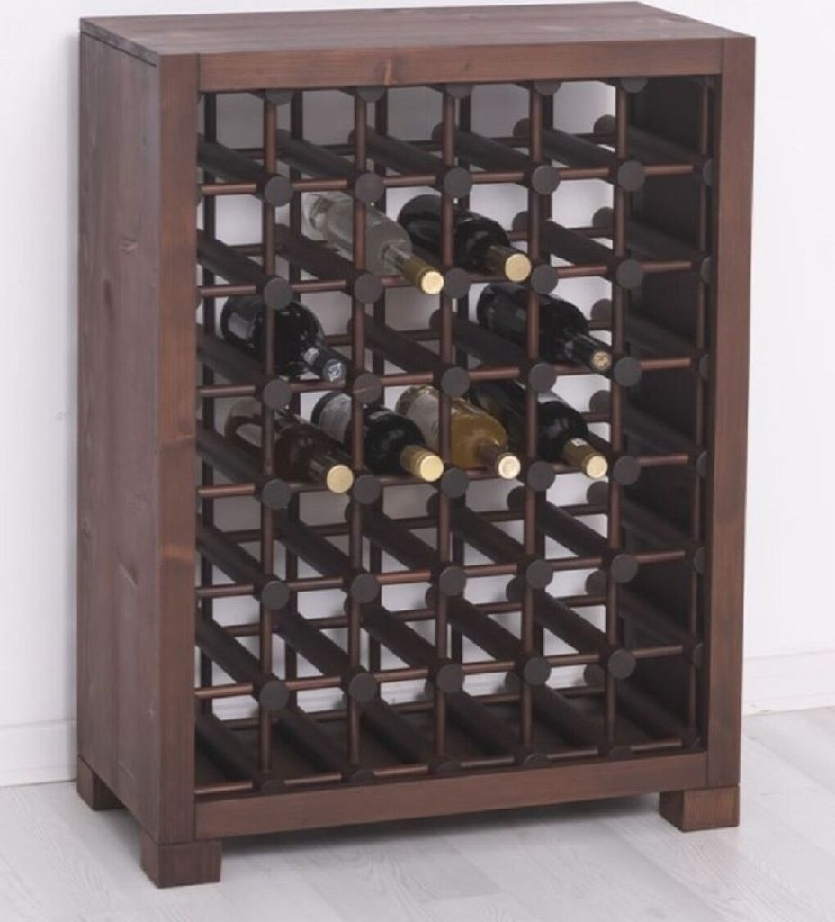 Casa Padrino Landhausstil Massivholz Weinschrank Braun / Schwarz 68 x 35 x H. 68 cm - Massivholz Weinregal im Landhausstil - Massivholz Bar Möbel ...