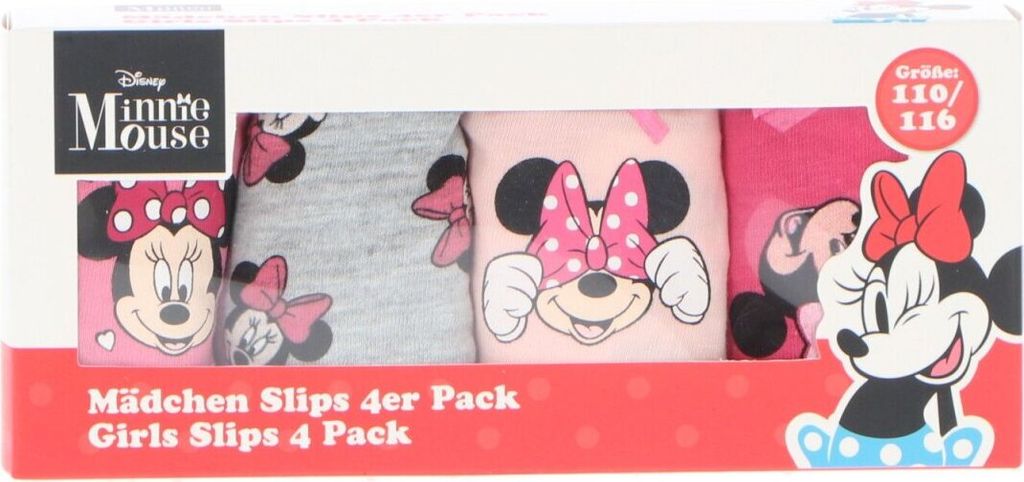 Minnie Mouse 4 Pack Unterhosen in Box 100% Baumwolle für Produktbild 