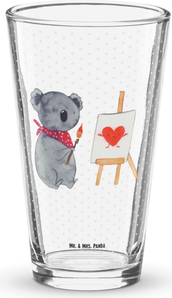 Mr. & Mrs. Panda Tumbler Koala Künstler - Transparent - Geschenk, Pintglas, Gefühle, Glas, Shaker, Liebe, Liebesgeschenk, Bierglas, Cocktailglas,...