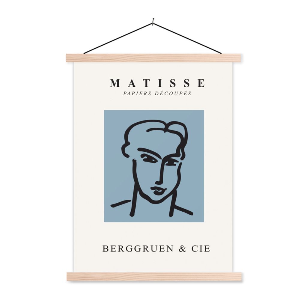 MuchoWow Textilposter Porträt - Mann - Blau - Kunst - Henri Matisse 40x53 cm mit holzfarbenen Rahmen - Schlafzimmer