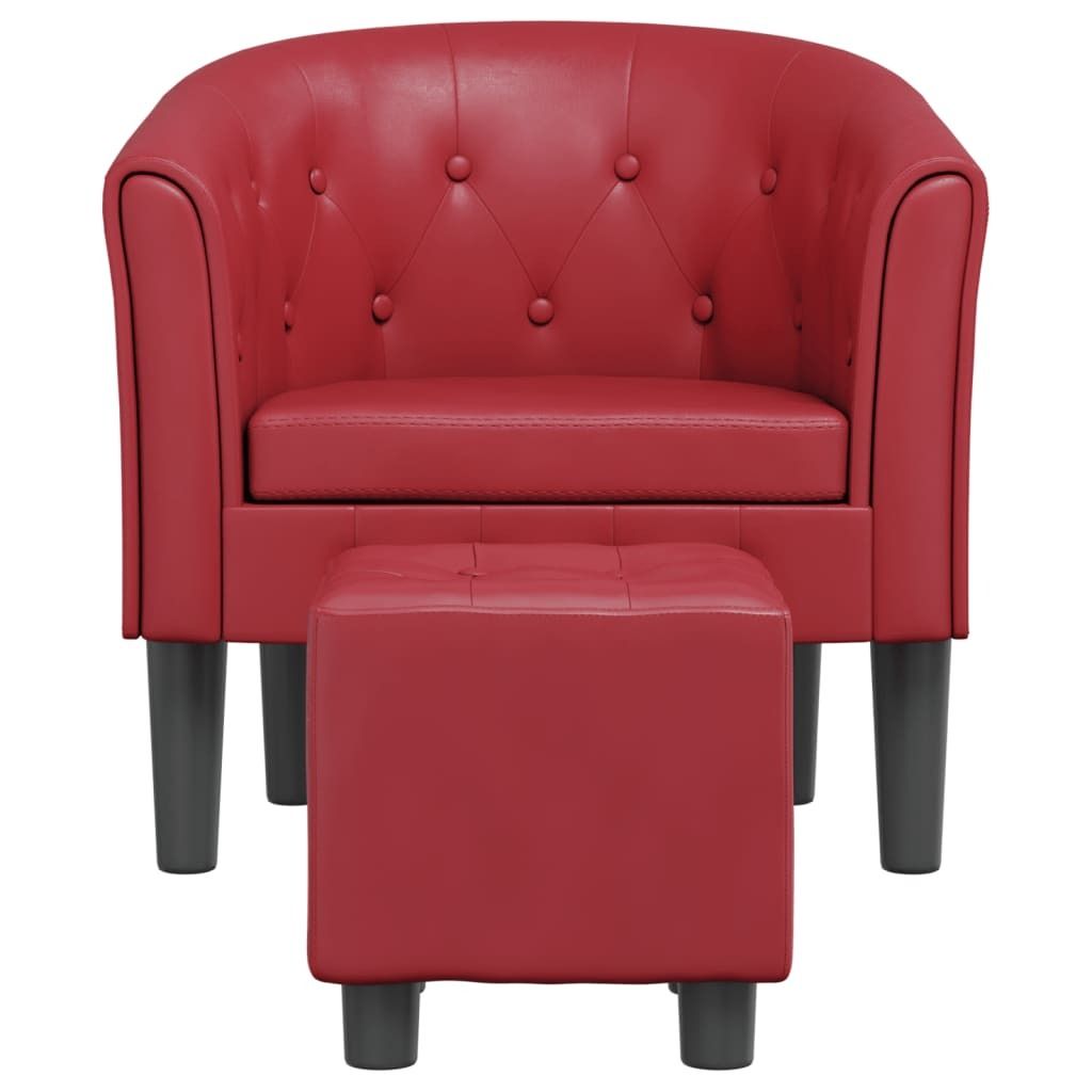 "im Sonderangebot"Einzelsessel moderne - CLORIS - Relaxsessel - Clubsessel, mit Fußhocker Weinrot Kunstleder - 70 x 56 x 68 cm - NeuMöbel7781858