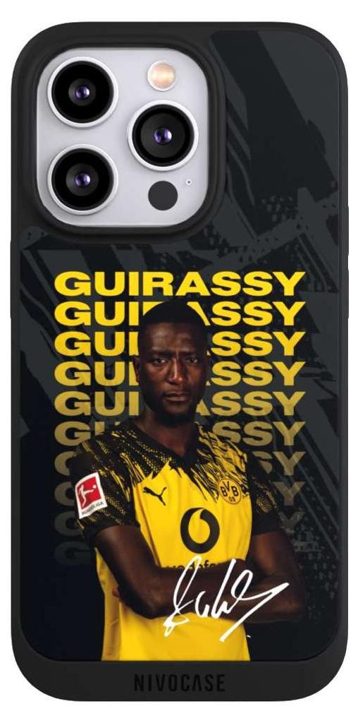 NIVOCASE Handyhülle für Apple iPhone 14 Pro Hülle NIVOpure Case Schwarz BVB Borussia Dortmund Serhou Guirassy