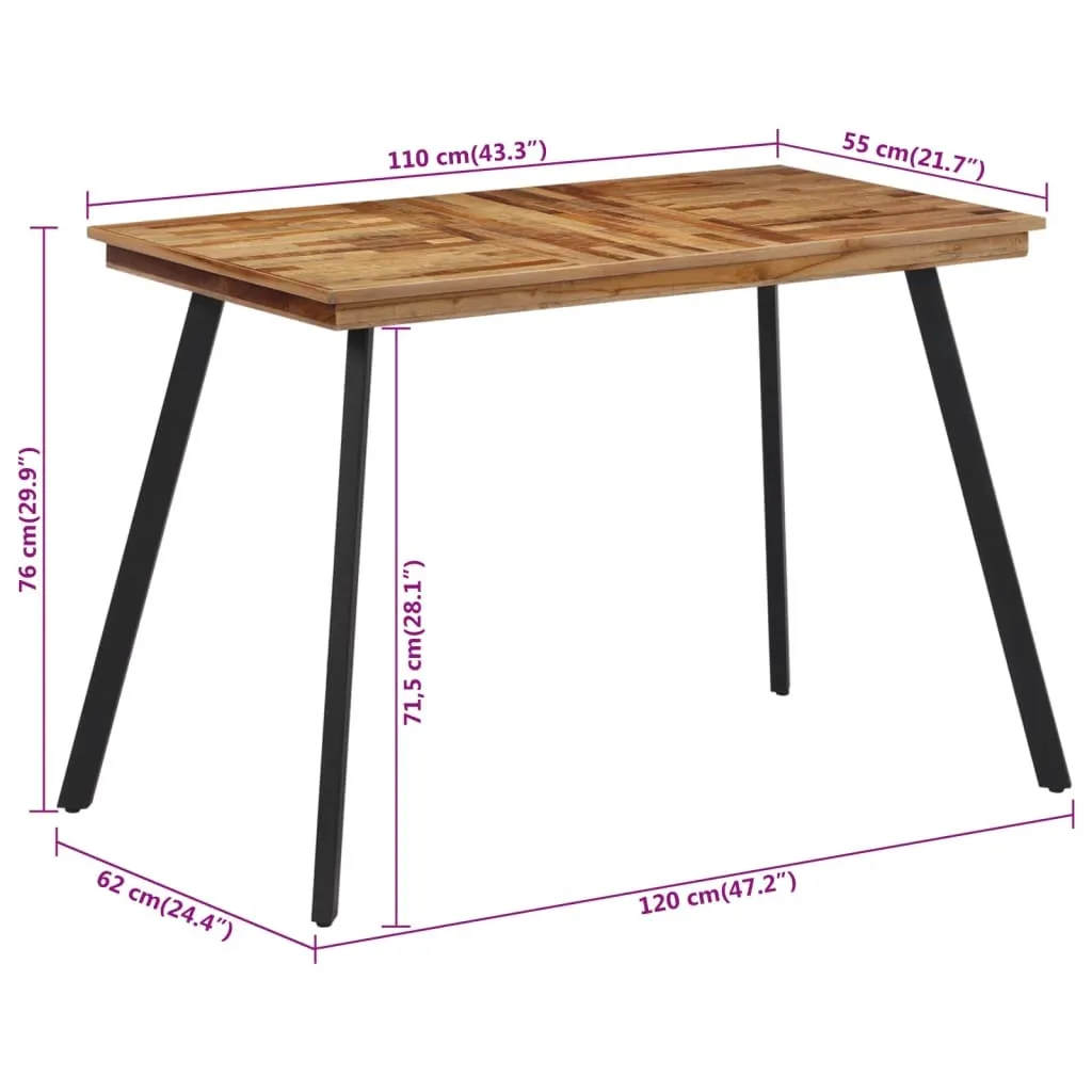 Table de repas en teck massif durable 120x62 cm finition artisanale - 6