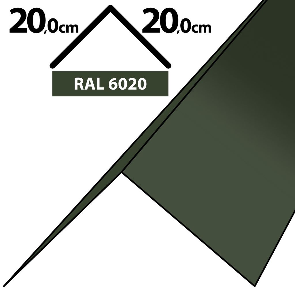 2m Winkelblech Kantblech Kante Blechwinkel pulverbeschichtetes 0,5mm Zuschnitt 40cm RAL-6020 Chromooxidgrün