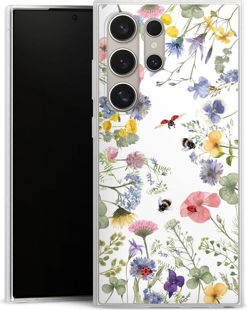 DeinDesign Slim Hülle für Samsung Galaxy S24 Ultra Silikon Case Ultra Dünn Handyhülle Biene Blumen Muster